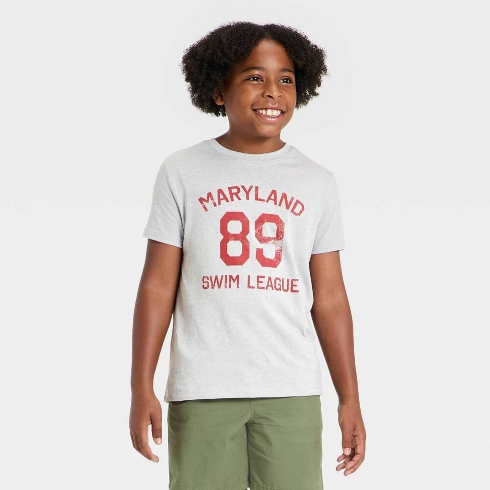 Cat & Jack Boys' Short Sleeve Maryland Swim Graphic T-Shirt Heather Gray M